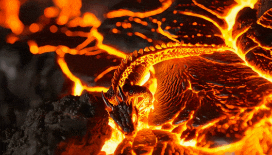 The model is restricted to producing clips that are around four seconds long, like this example of an AI-generated baby dragon scrambling around in magma.