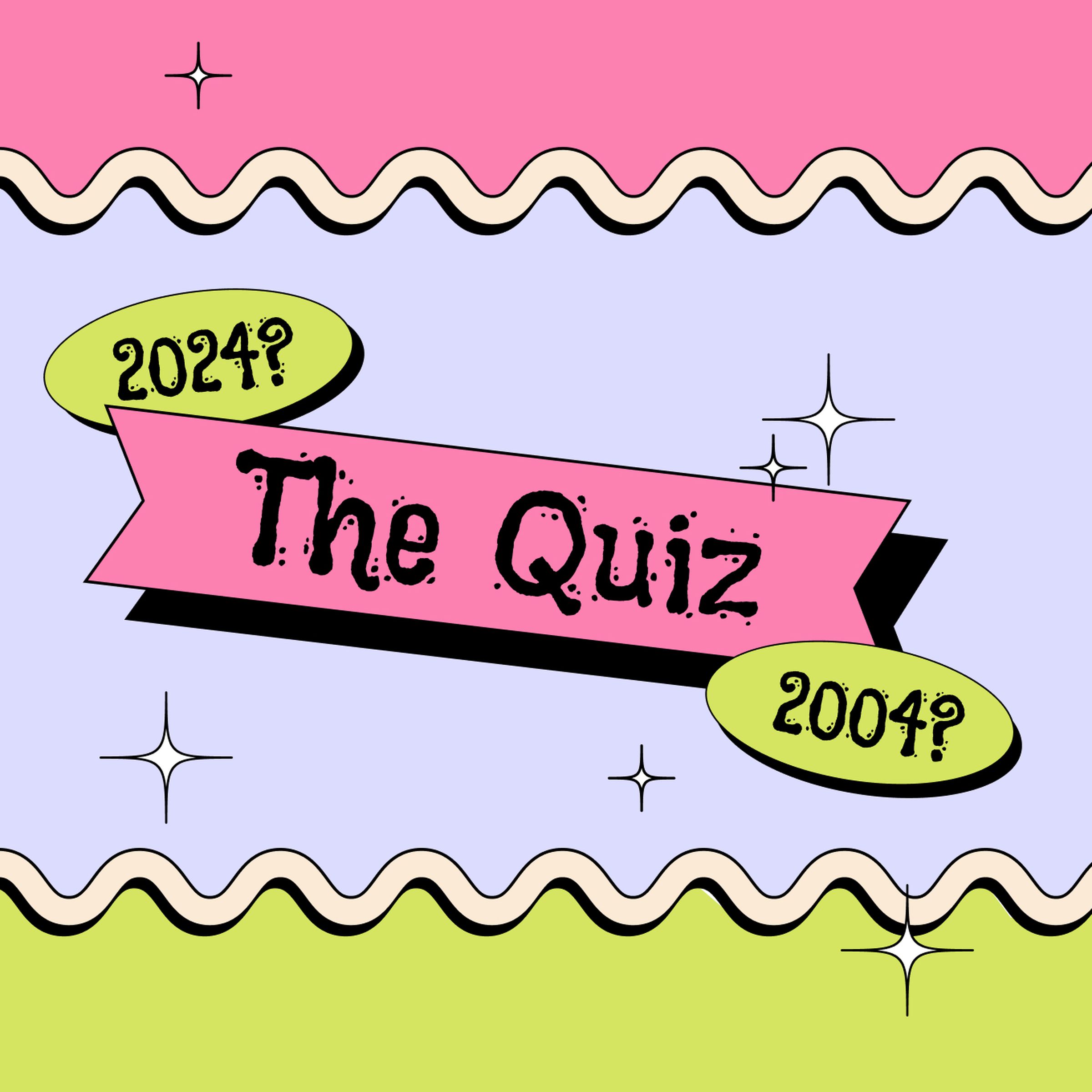 Vector illustration that reads “The Quiz: 2004 or 2024?”