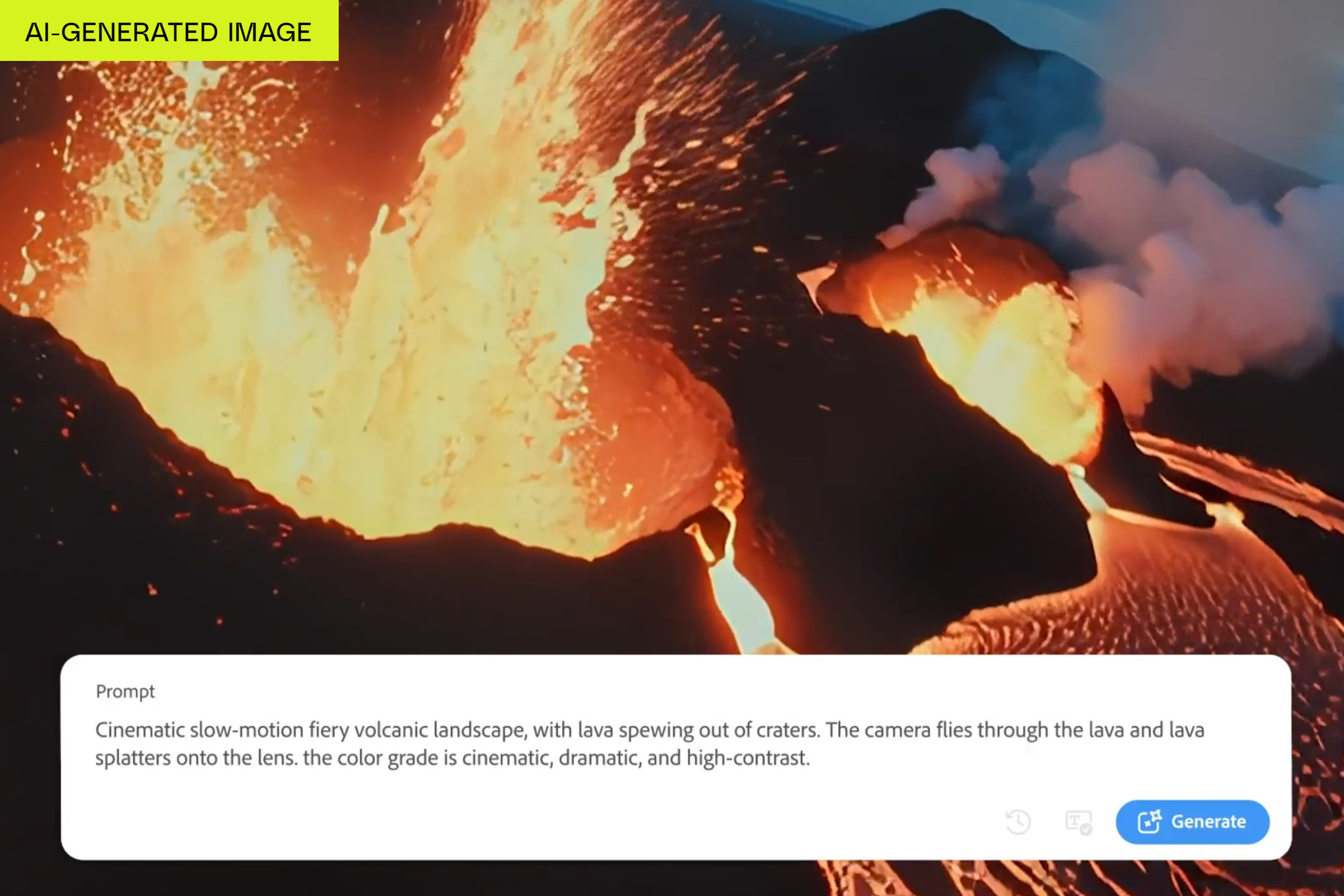 A screenshot taken of Adobe’s Firefly video model demonstration, showing footage generated from a text description.