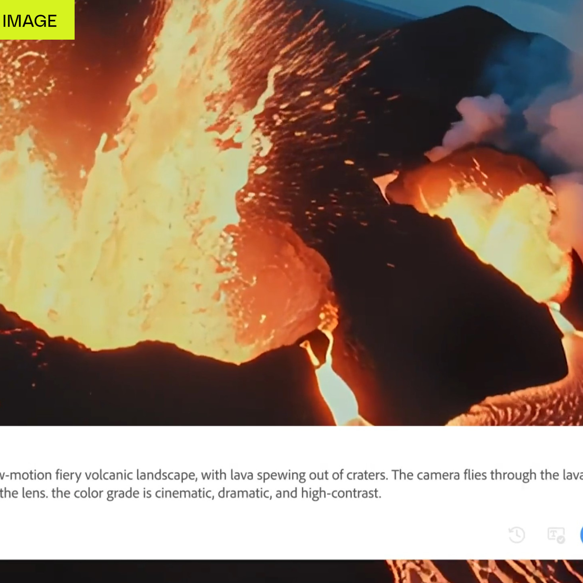 A screenshot taken of Adobe’s Firefly video model demonstration, showing footage generated from a text description.