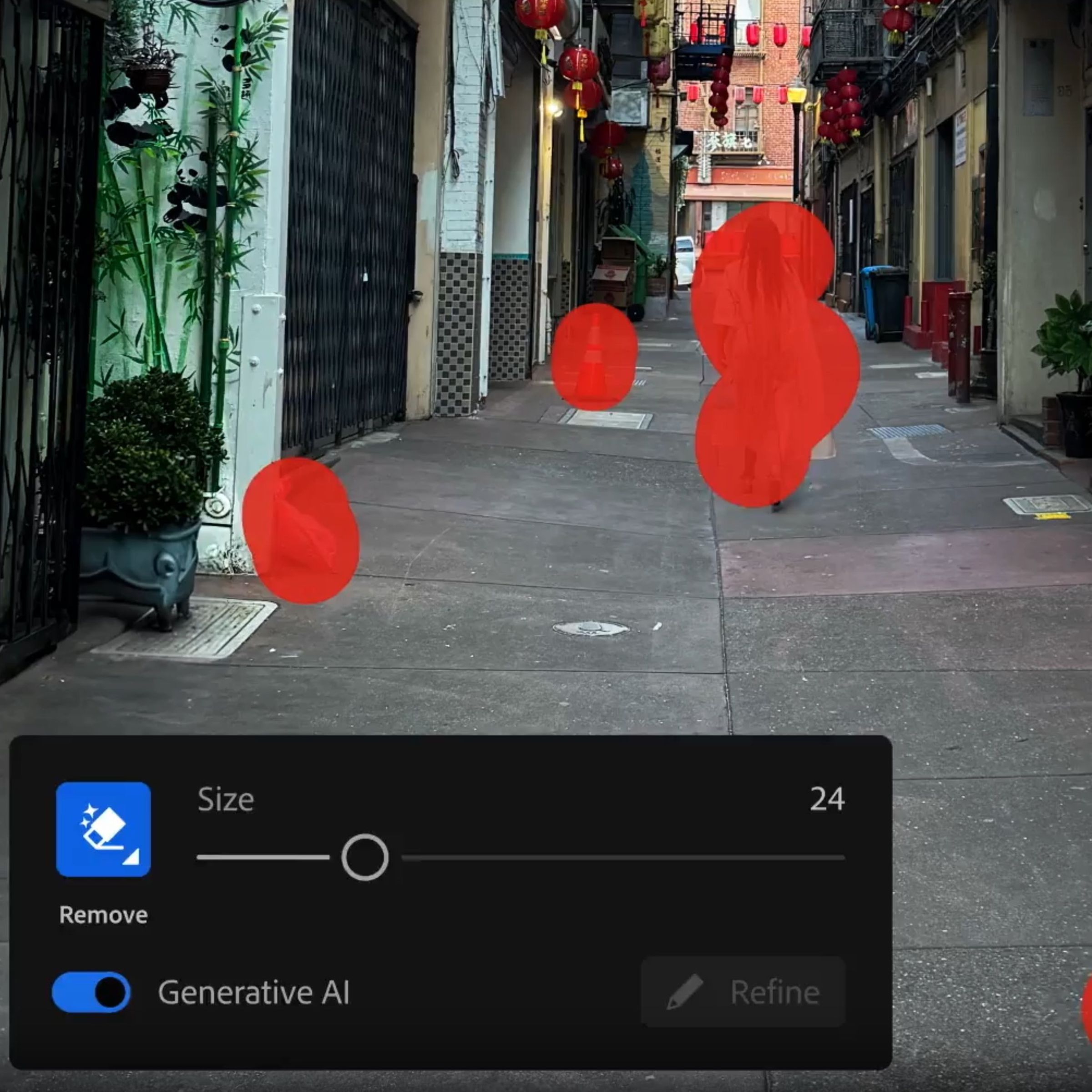 A screenshot taken of Adobe Lightroom’s new Generative Remove feature.