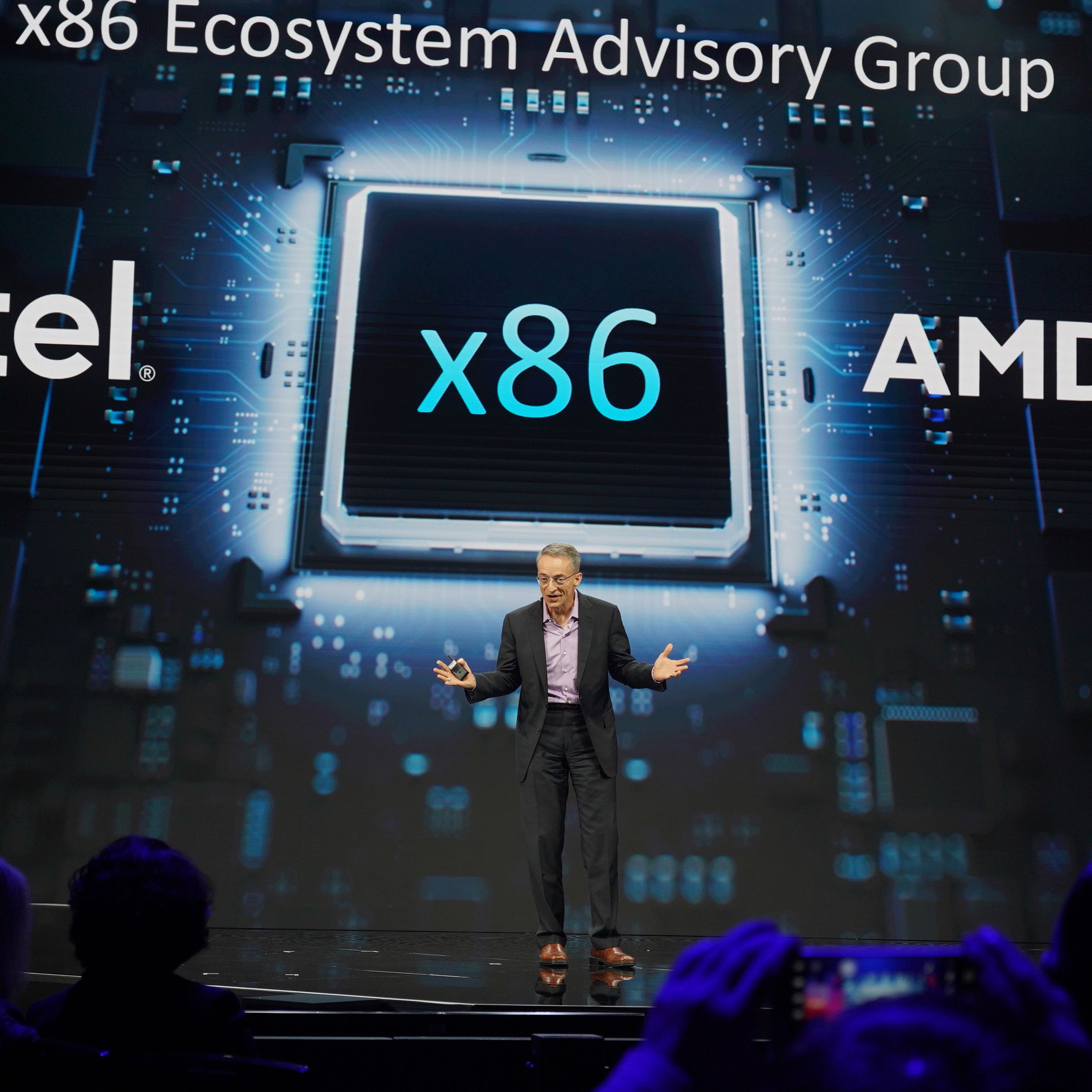 Intel CEO Pat Gelsinger on stage at Lenovo Tech World 2024.