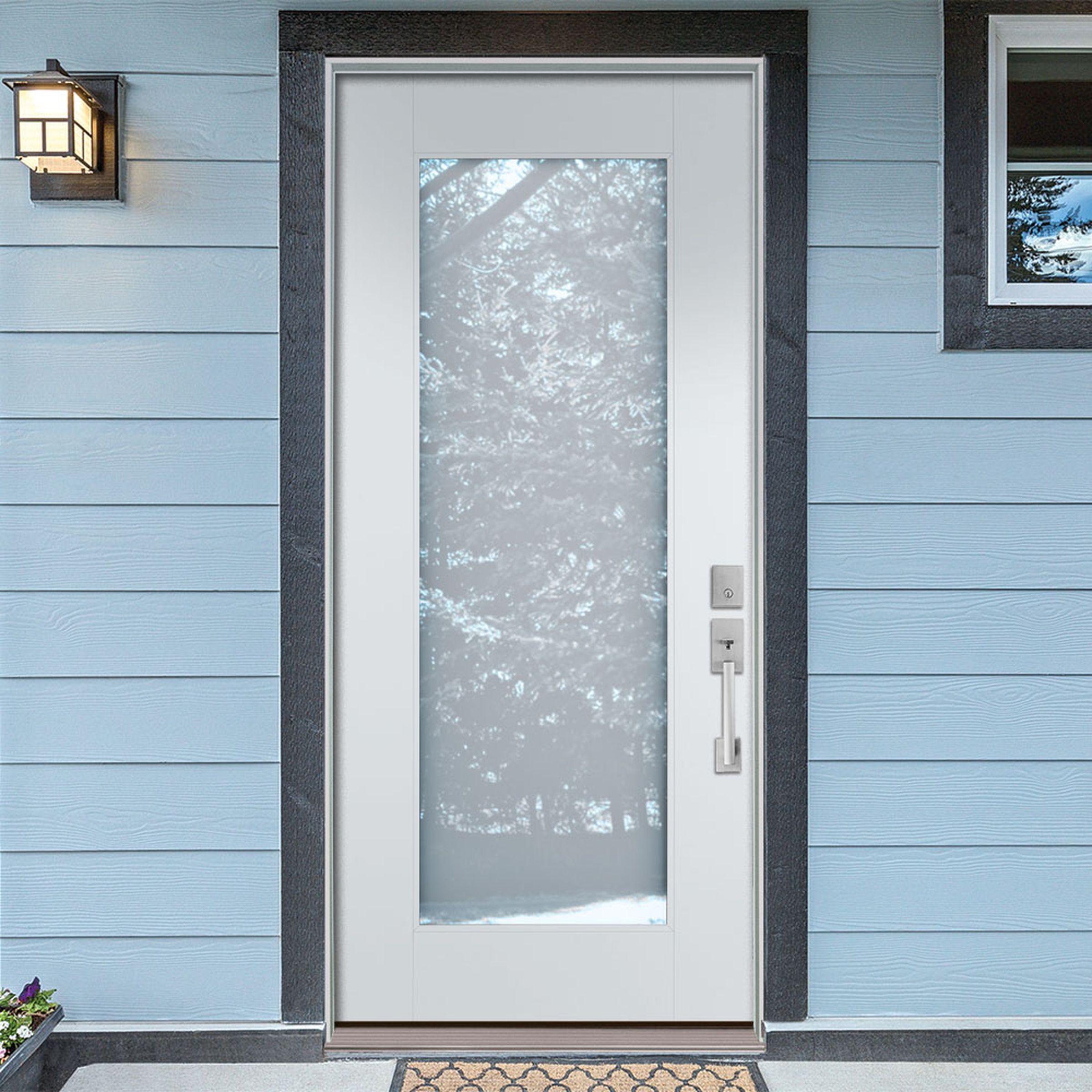 The Home Depot’s newest smart door features smart glass that can turn from opaque to clear with the press of a button or a smart home command.