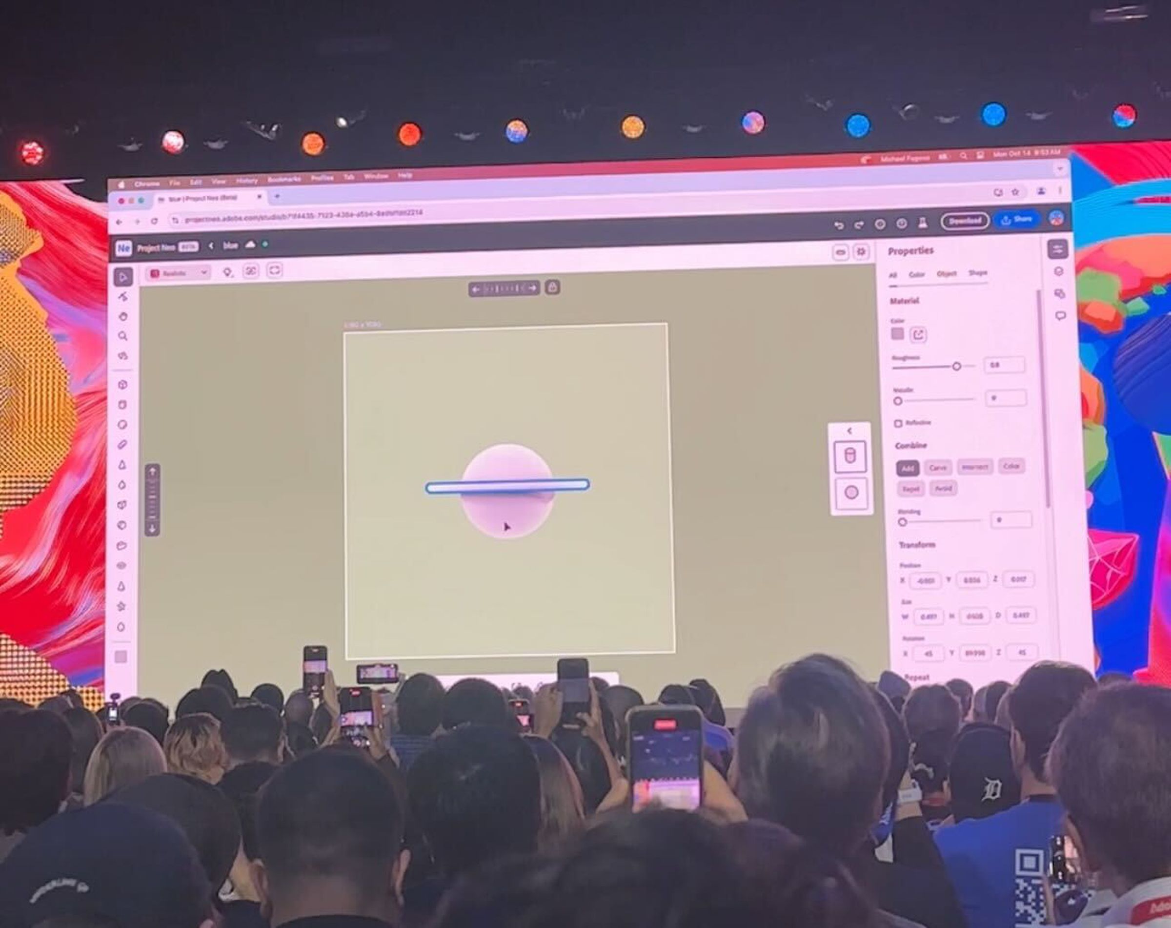 A picture taken of the Project Neo demo at Adobe Max 2024