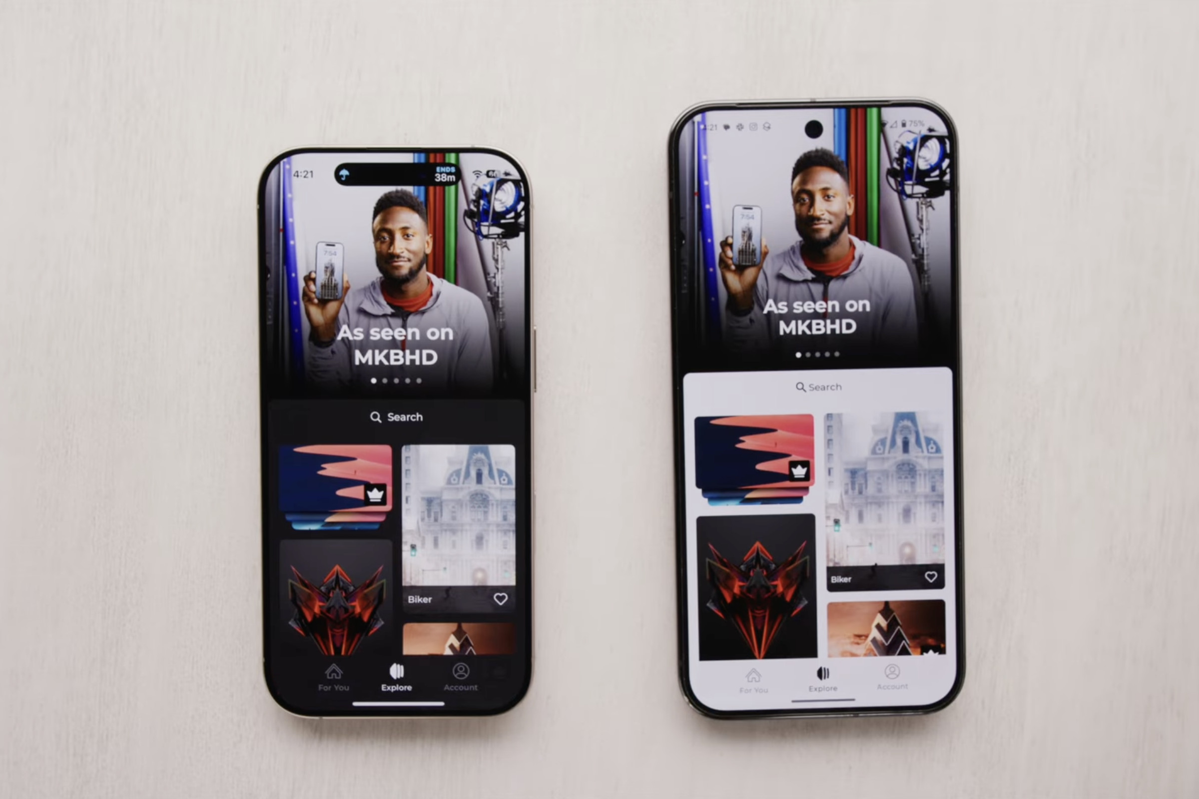 A screenshot from an MKBHD video showing the Panels app