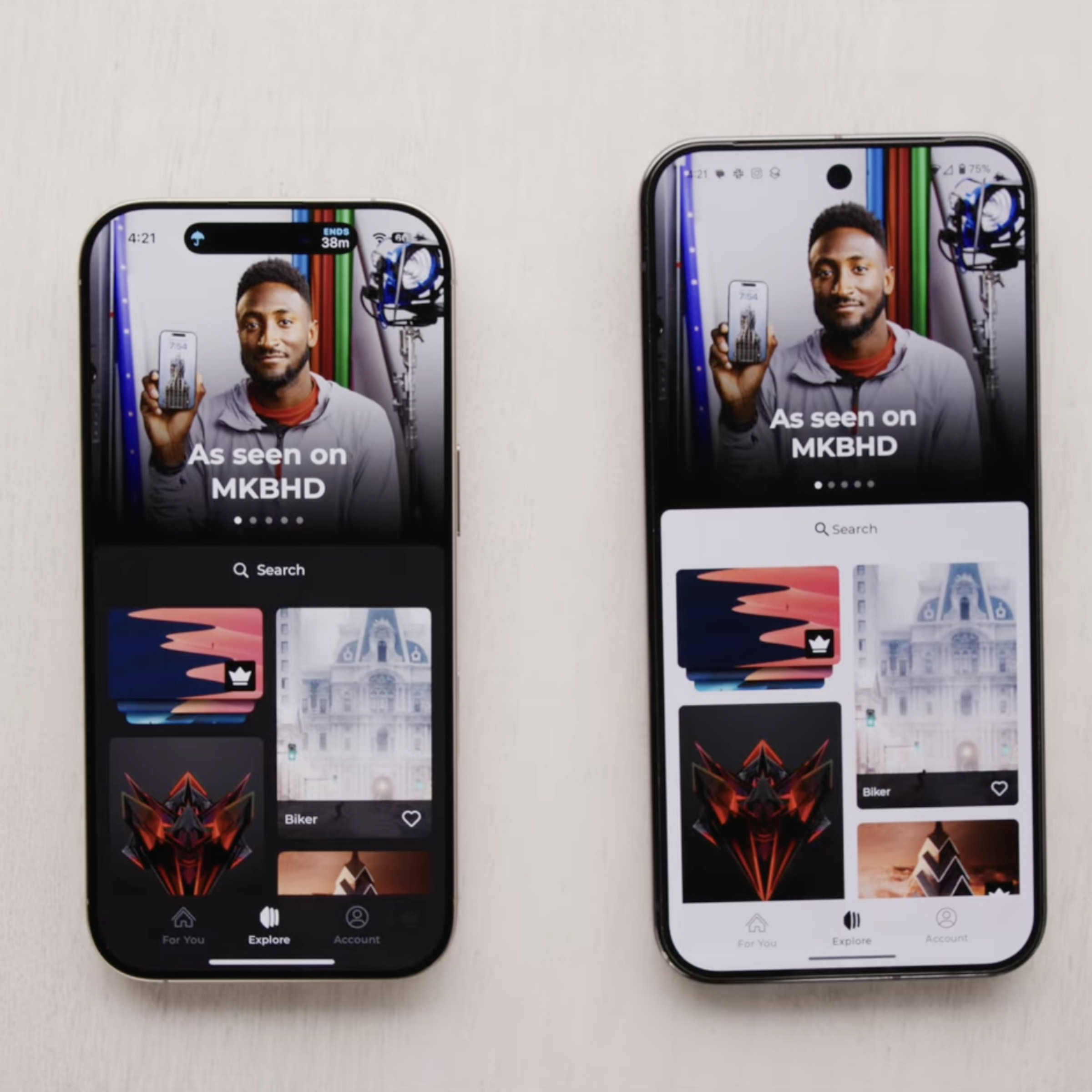 A screenshot from an MKBHD video showing the Panels app